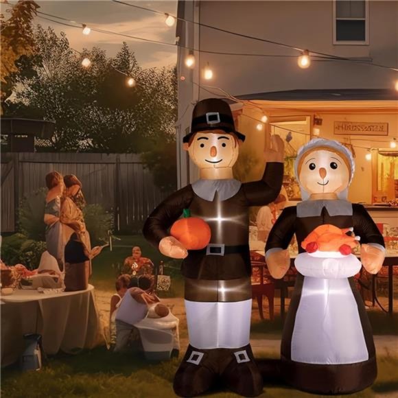 7.5 Feet Thanksgiving Pilgrim Inflatables Outdoor Decorations - Picture 4 of 6
